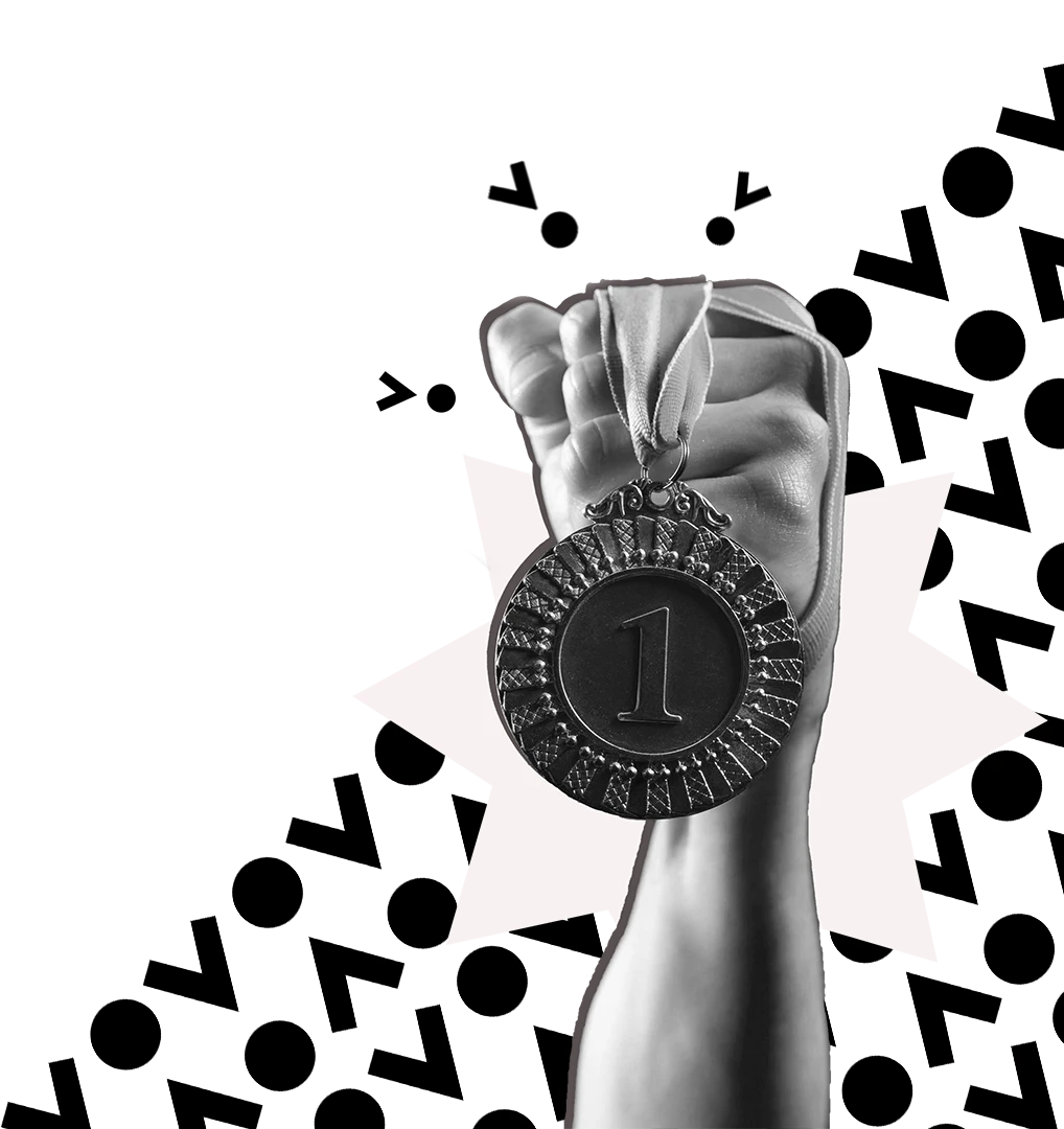 Hand holding number one medal symbolizing Wink advertising agency leadership and success